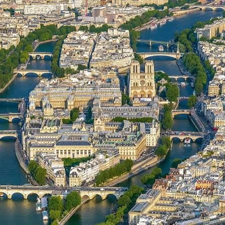 Aerial view of Île Saint-Denis and the Seine in Paris