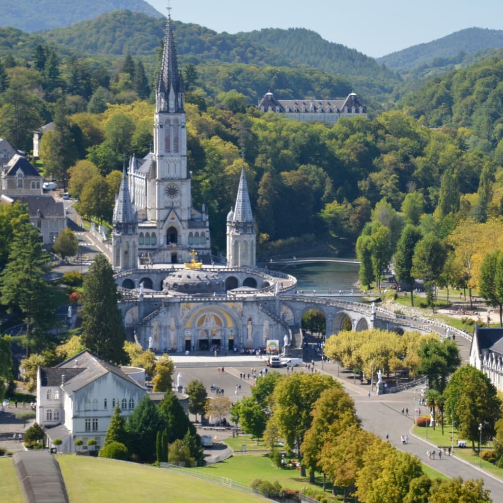 Aerial view of the Sanctuary of Our Lady of Lourdes